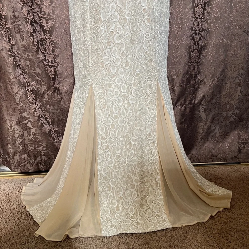 Cachet Dress For Homecoming, Bride, Prom, Lace & Pearl Beading Worn Once Size 16 - Picture 2 of 16